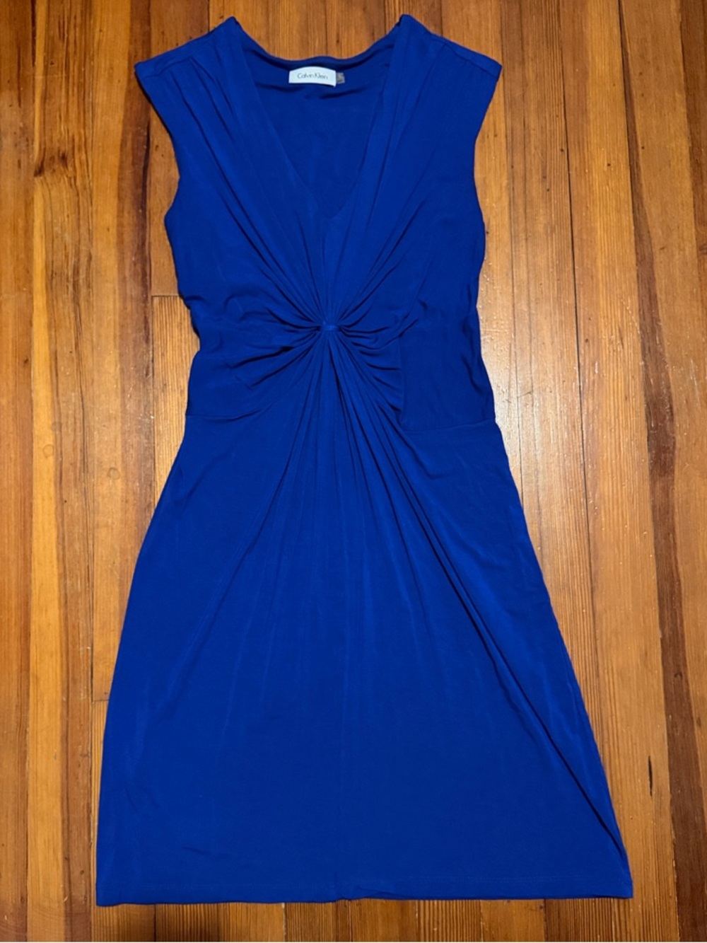Calvin Klein Cobalt Twist-Front Midi Dress